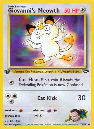 Giovanni's Meowth (74) (74/132) - [Vintage: Gym Challenge] 1st Edition Pokemon Single Pokémon