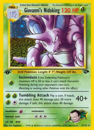 Giovanni's Nidoking (7/132) 1st Edition Holofoil [Vintage: Gym Challenge] Pokemon Single Pokémon