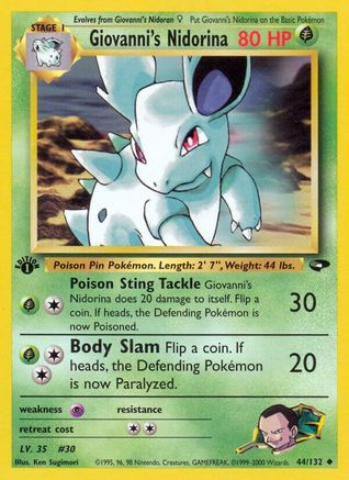 Giovanni's Nidorina (44/132) 1st Edition [Vintage: Gym Challenge] Pokemon Single Pokémon