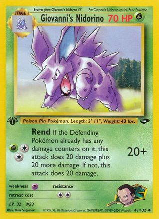 Giovanni's Nidorino (45/132) 1st Edition [Vintage: Gym Challenge] Pokemon Single Pokémon