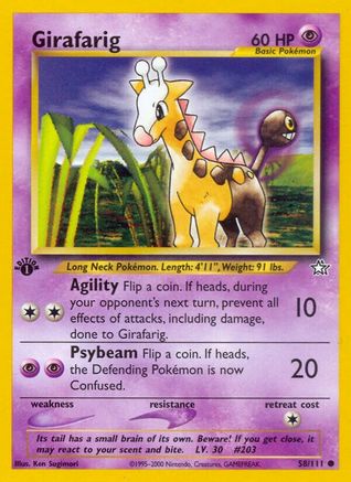 Girafarig (58/111) 1st Edition [Vintage: Neo Genesis] Pokemon Single Pokémon