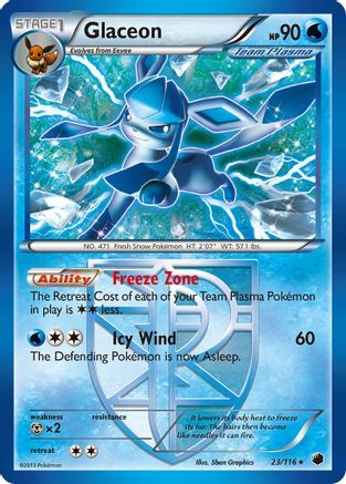 Glaceon (Team Plasma) (23/116) Reverse Holofoil [BW: Plasma Freeze] Pokemon Single Pokémon