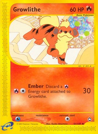 Growlithe (51) (/147) [Vintage: Aquapolis] Pokemon Single Pokémon