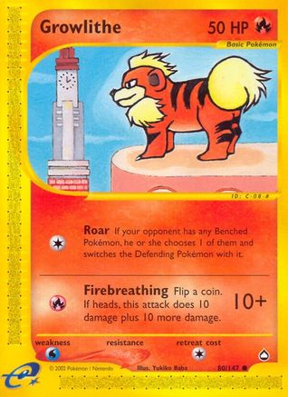 Growlithe (80) (/147) Reverse Holofoil [Vintage: Aquapolis] Pokemon Single Pokémon