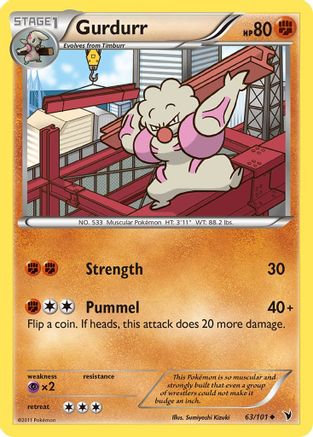Gurdurr (/101) Reverse Holofoil [BW: Noble Victories] Pokemon Single Pokémon