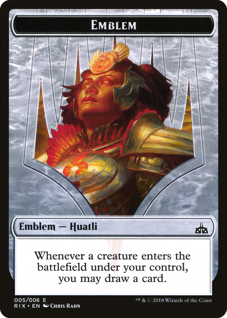 Huatli, Radiant Champion Emblem (RIX-005) [Tokens] Rivals of Ixalan Tokens MTG Single Wizards of the Coast