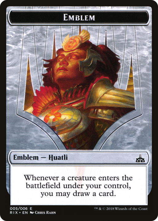 Huatli, Radiant Champion Emblem (RIX-005) [Tokens] Rivals of Ixalan Tokens MTG Single Wizards of the Coast