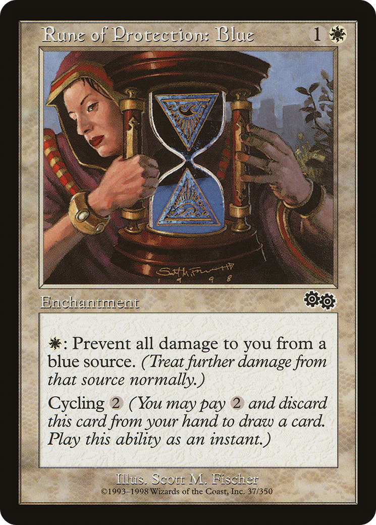 Rune of Protection: Blue (USG-037) [Urza's Saga] MTG Single Wizards of the Coast