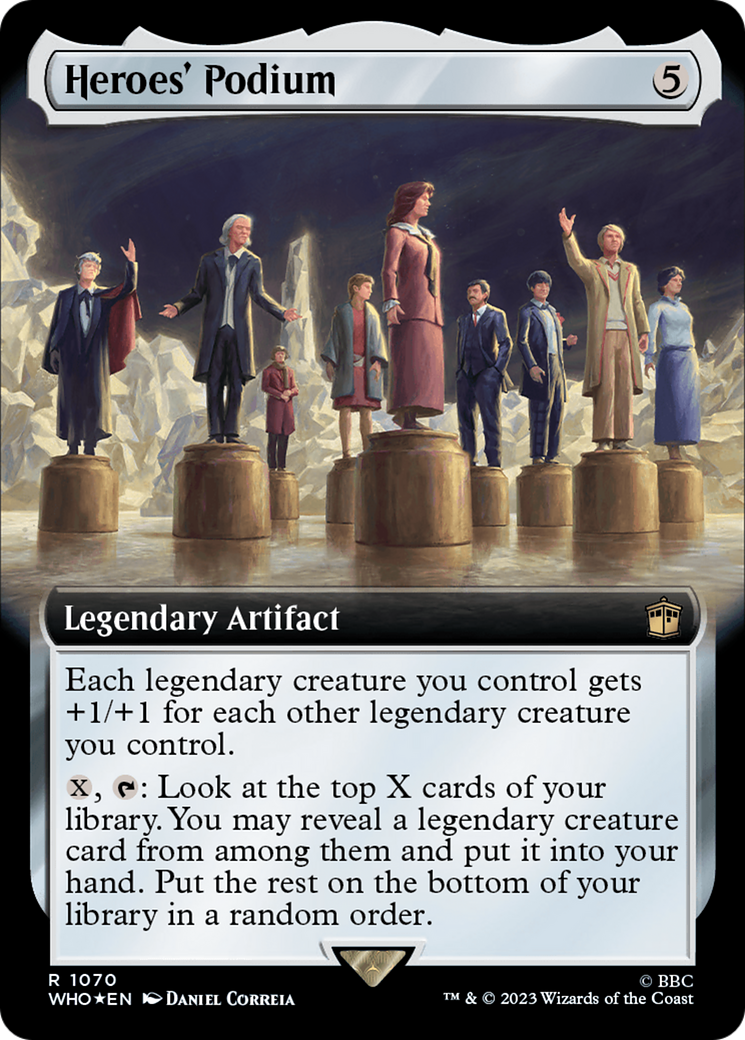 Heroes' Podium (Surge Foil) (WHO-1070) [Doctor Who] (Extended Art) Foil MTG Single Wizards of the Coast
