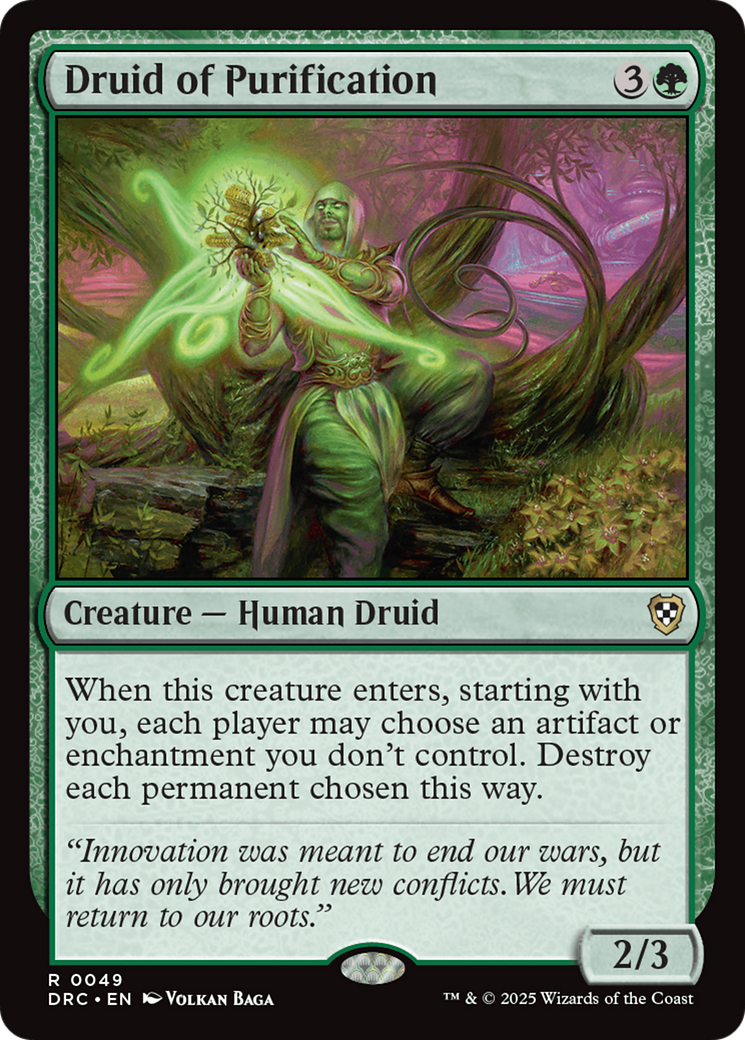 Druid of Purification (DRC-049) [Commander: Aetherdrift] MTG Single Wizards of the Coast