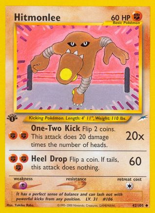 Hitmonlee (42/105) 1st Edition [Vintage: Neo Destiny] Pokemon Single Pokémon