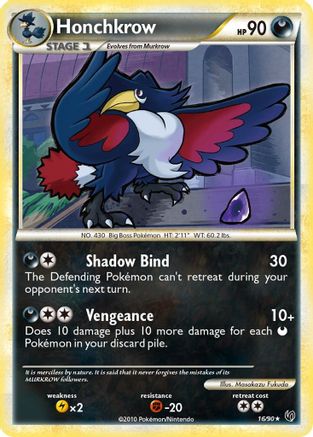 Honchkrow (16) (16/90) - [HGSS: Undaunted] Reverse Holofoil Pokemon Single Pokémon