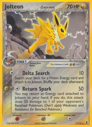 Jolteon (Delta Species) (7/113) Holofoil [EX: Delta Species] Pokemon Single Pokémon