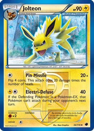 Jolteon (Team Plasma) (34/116) [BW: Plasma Freeze] Pokemon Single Pokémon