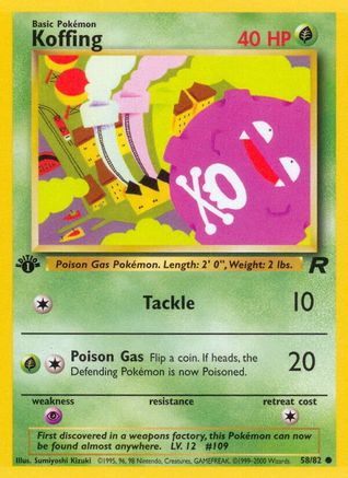 Koffing (58/82) 1st Edition [Vintage: Team Rocket] Pokemon Single Pokémon