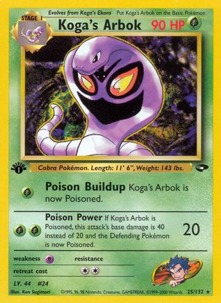 Koga's Arbok (25/132) 1st Edition [Vintage: Gym Challenge] Pokemon Single Pokémon