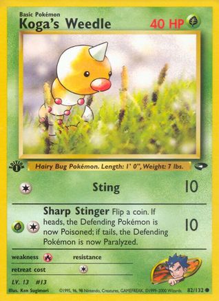Koga's Weedle (82/132) 1st Edition [Vintage: Gym Challenge] Pokemon Single Pokémon