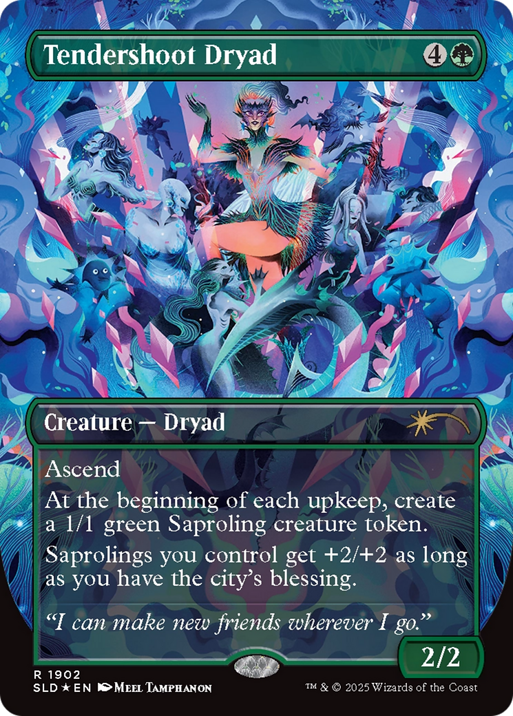 Tendershoot Dryad (SLD-1902) [Secret Lair] Drop (Borderless) Foil MTG Single Wizards of the Coast
