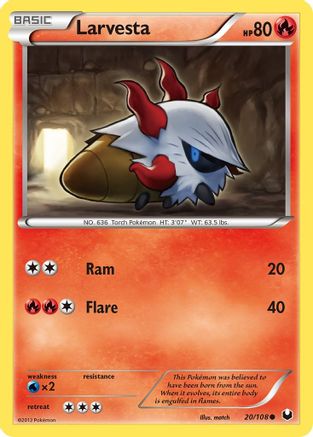 Larvesta (20) (/108) Reverse Holofoil [BW: Dark Explorers] Pokemon Single Pokémon