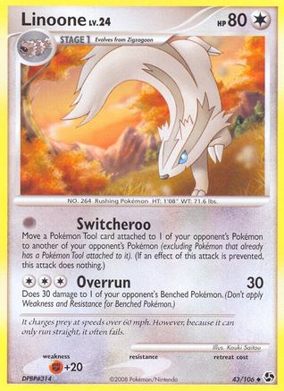 Linoone (/106) Reverse Holofoil [DP: Great Encounters] Pokemon Single Pokémon