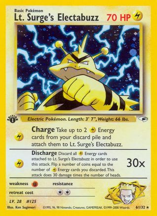 Lt. Surge's Electabuzz (6/132) 1st Edition Holofoil [Vintage: Gym Heroes] Pokemon Single Pokémon
