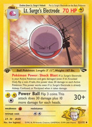 Lt. Surge's Electrode (52/132) 1st Edition [Vintage: Gym Challenge] Pokemon Single Pokémon