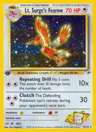 Lt. Surge's Fearow (7/132) 1st Edition Holofoil [Vintage: Gym Heroes] Pokemon Single Pokémon
