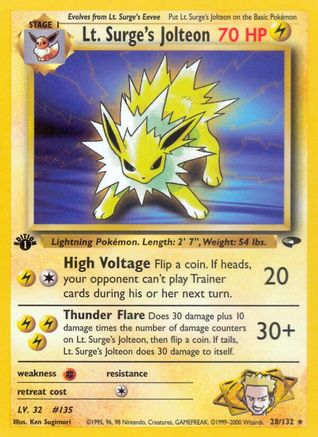 Lt. Surge's Jolteon (28/132) 1st Edition [Vintage: Gym Challenge] Pokemon Single Pokémon