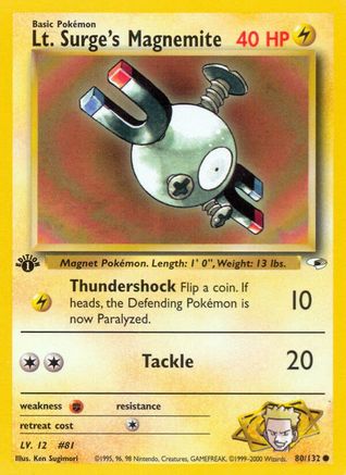 Lt. Surge's Magnemite (80/132) 1st Edition [Vintage: Gym Heroes] Pokemon Single Pokémon