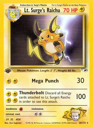 Lt. Surge's Raichu (28/132) 1st Edition [Vintage: Gym Heroes] Pokemon Single Pokémon