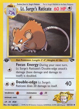 Lt. Surge's Raticate (53/132) 1st Edition [Vintage: Gym Challenge] Pokemon Single Pokémon