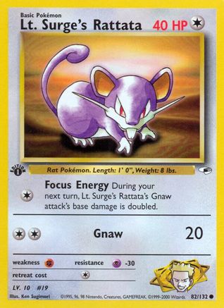 Lt. Surge's Rattata (82/132) 1st Edition [Vintage: Gym Heroes] Pokemon Single Pokémon