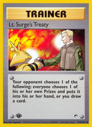 Lt. Surge's Treaty (112/132) 1st Edition [Vintage: Gym Heroes] Pokemon Single Pokémon