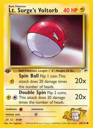 Lt. Surge's Voltorb (84/132) 1st Edition [Vintage: Gym Heroes] Pokemon Single Pokémon
