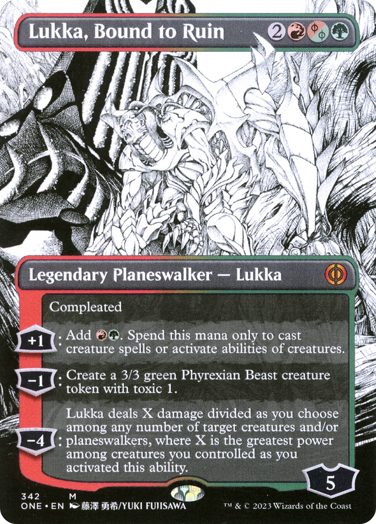 Lukka, Bound to Ruin (ONE-342) [Phyrexia: All Will Be One] (Showcase) (Borderless) Foil MTG Single Wizards of the Coast