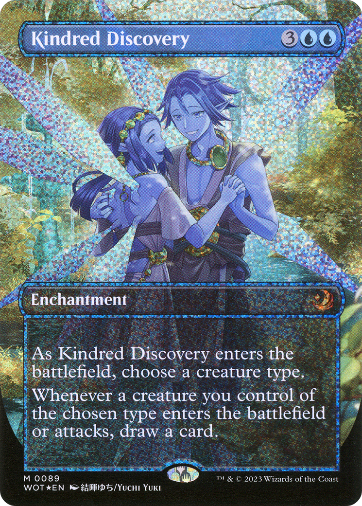 Kindred Discovery (Anime Borderless) (Confetti Foil) (WOT-089) [Wilds of Eldraine: Enchanting Tales] (Borderless) Foil MTG Single Wizards of the Coast