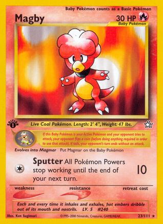 Magby (23/111) 1st Edition [Vintage: Neo Genesis] Pokemon Single Pokémon