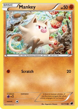 Mankey (/116) Reverse Holofoil [BW: Plasma Freeze] Pokemon Single Pokémon