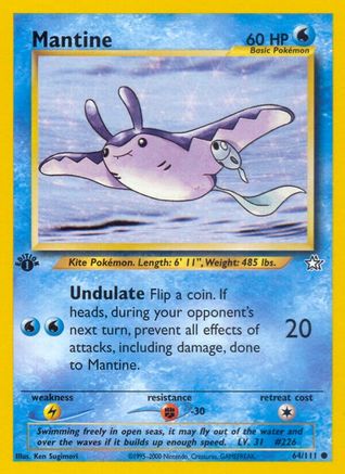 Mantine (64/111) 1st Edition [Vintage: Neo Genesis] Pokemon Single Pokémon