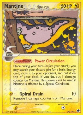 Mantine (Delta Species) (20/101) Reverse Holofoil [EX: Dragon Frontiers] Pokemon Single Pokémon