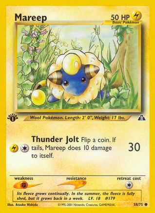 Mareep (58/75) 1st Edition [Vintage: Neo Discovery] Pokemon Single Pokémon