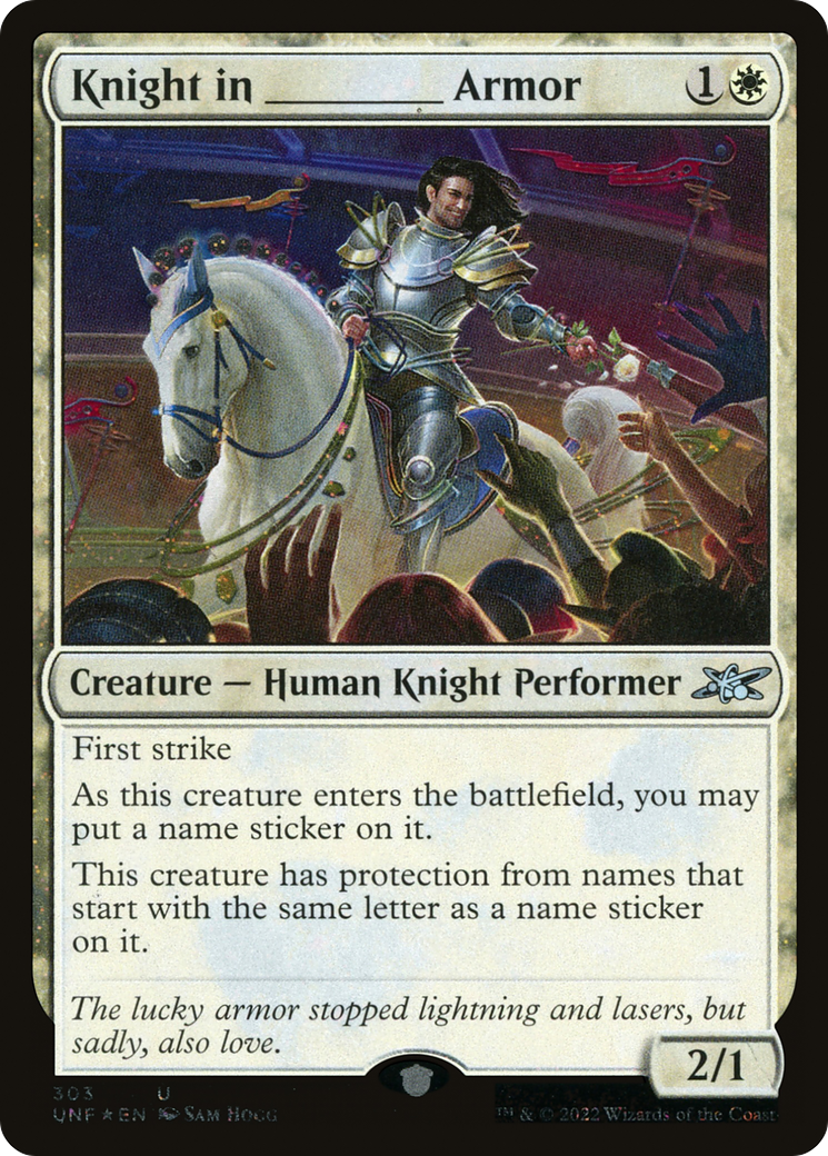 Knight in _______ Armor (Galaxy Foil) (UNF-303) [Unfinity] Foil MTG Single Wizards of the Coast