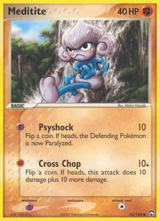 Meditite (55/108) Reverse Holofoil [EX: Power Keepers] Pokemon Single Pokémon