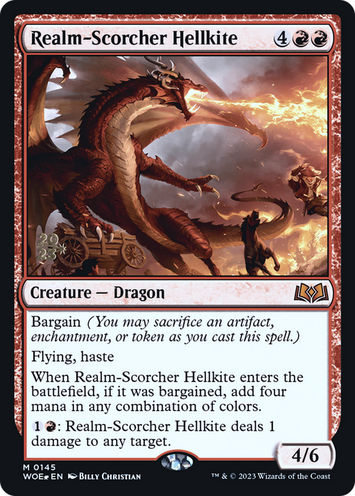 Realm-Scorcher Hellkite (PRE-145) [Wilds of Eldraine Promos] Foil MTG Single Wizards of the Coast