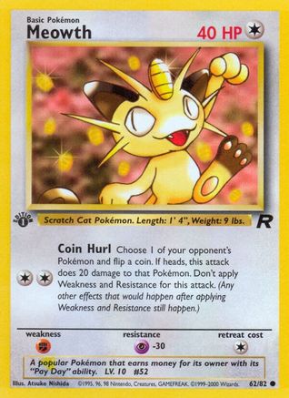 Meowth (62/82) 1st Edition [Vintage: Team Rocket] Pokemon Single Pokémon