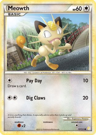 Meowth (75/123) Reverse Holofoil [HGSS: Base Set] Pokemon Single Pokémon