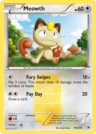 Meowth (102/101) [Black & White: Noble Victories] Pokemon Single Pokémon   