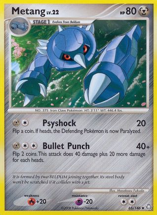 Metang (65) (/146) Reverse Holofoil [DP: Legends Awakened] Pokemon Single Pokémon