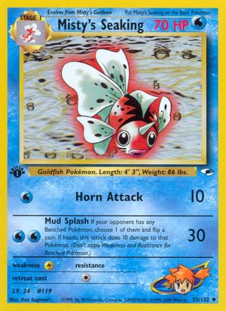 Misty's Seaking (55/132) 1st Edition [Vintage: Gym Heroes] Pokemon Single Pokémon