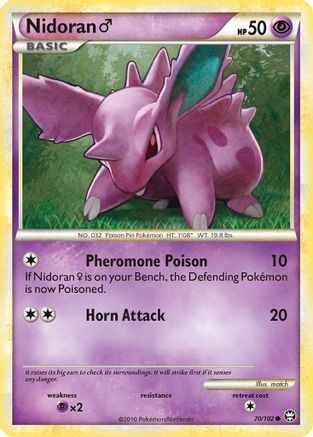 Nidoran M (70/102) Reverse Holofoil [HGSS: Triumphant] Pokemon Single Pokémon